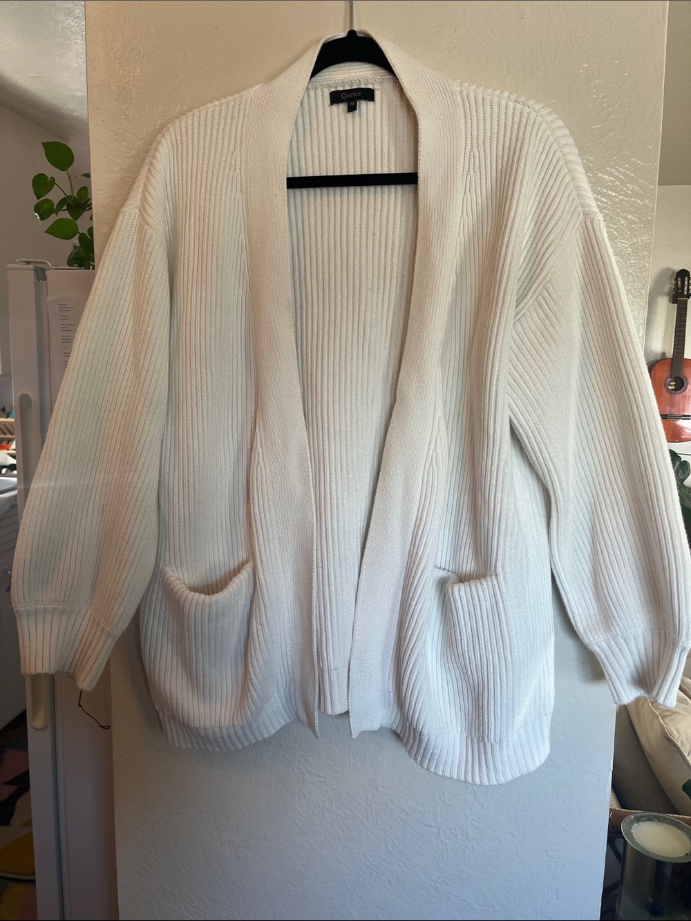 Quince Cream Open-Front Ribbed Cardigan - Picture 3 of 4